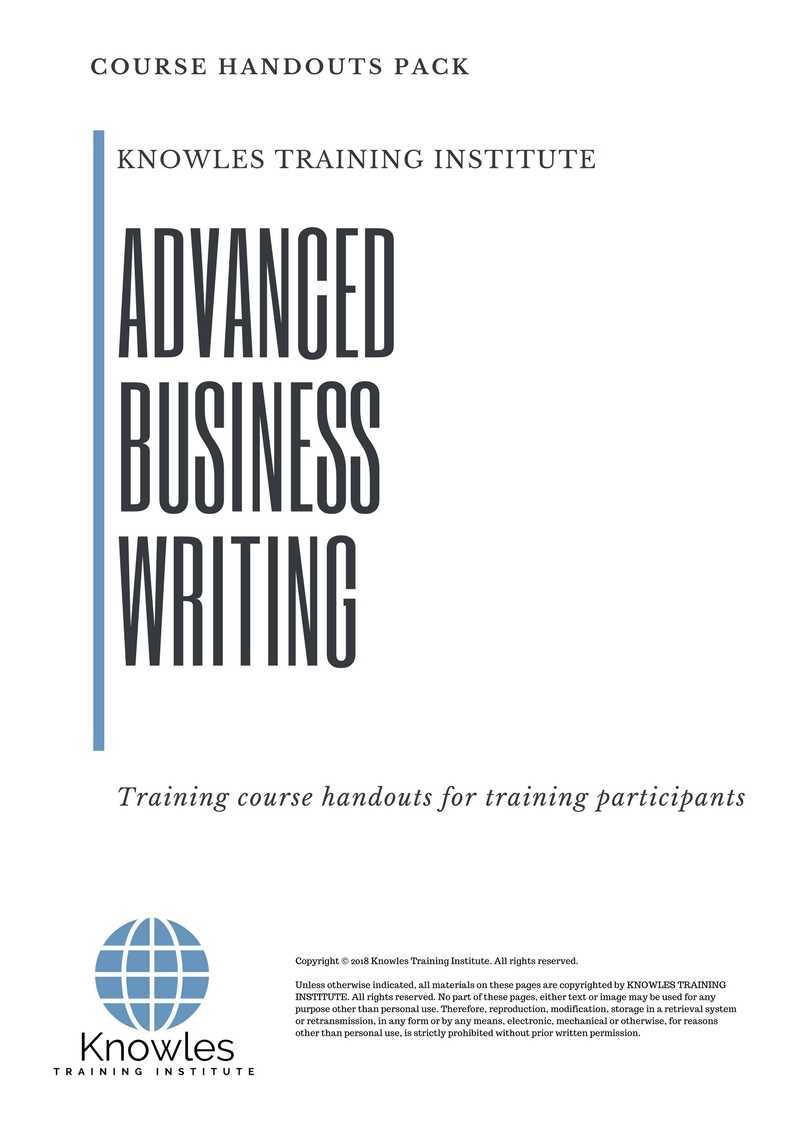 Advanced Business Writing Training Course in Sweden Handouts