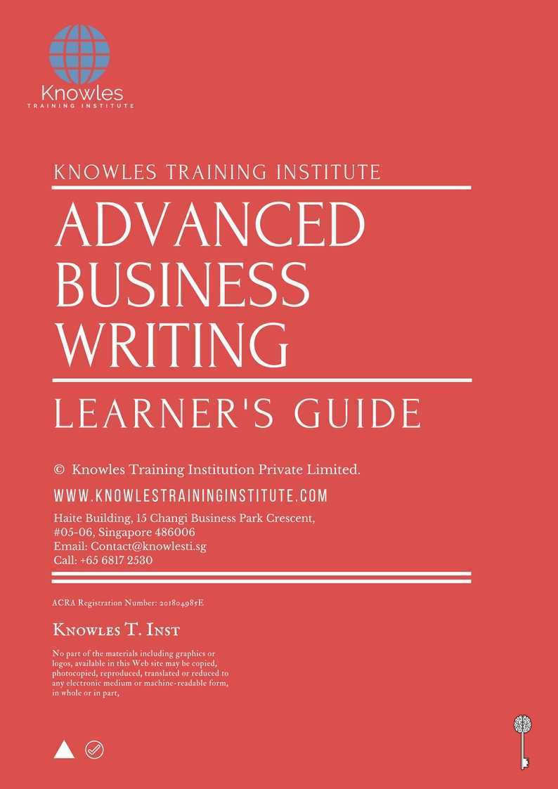 Advanced Business Writing Training Course in Sweden Learner’s Guide