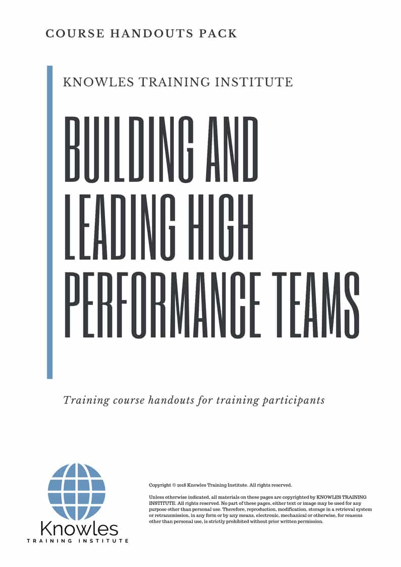 Building And Leading High Performance Teams Course in Sweden Handouts