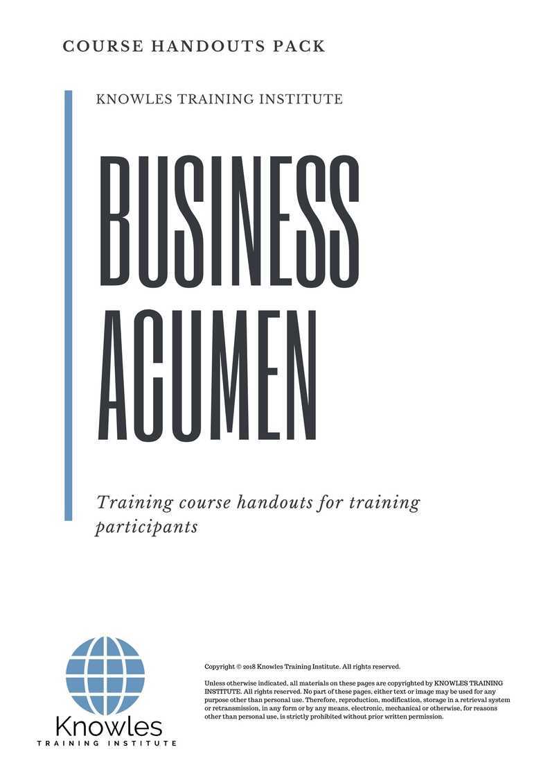 Business Acumen Training Course in Sweden Handouts