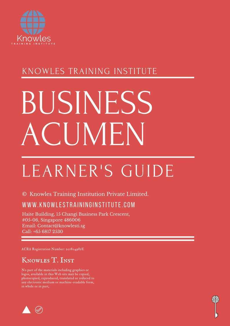 Business Acumen Training Course in Sweden Learner’s Guide