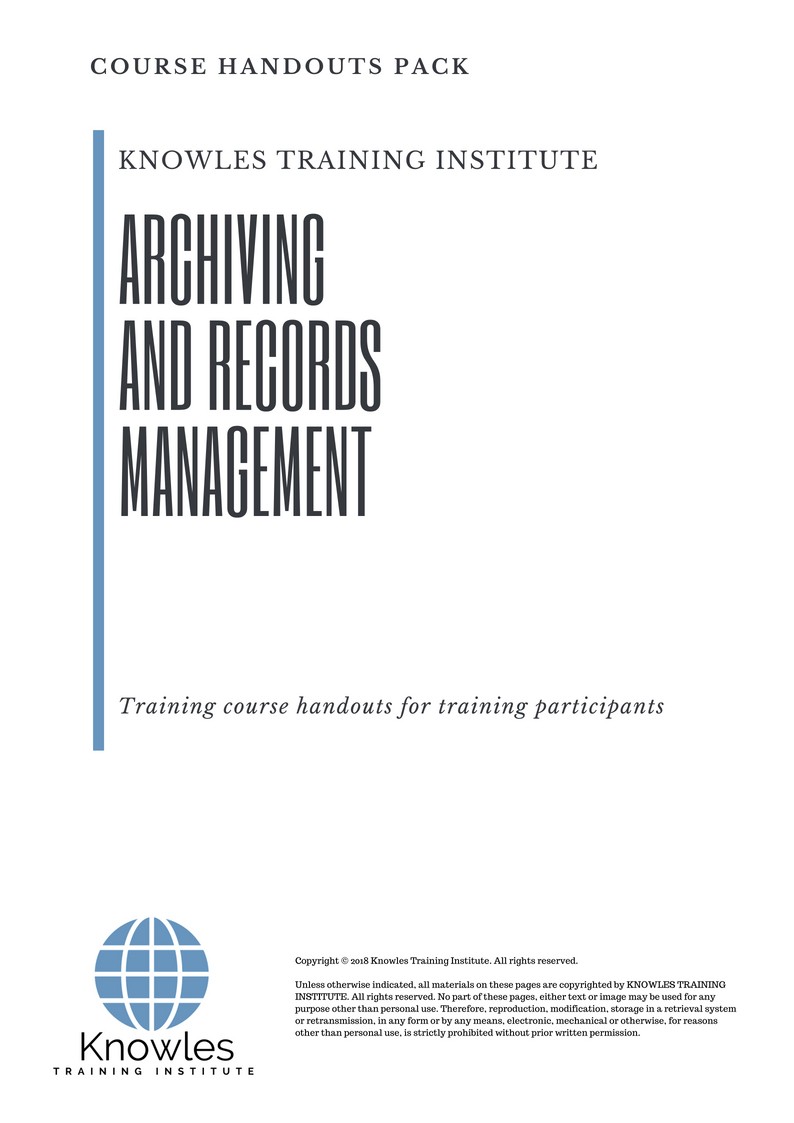 Course Handouts For Archiving And Records Management in Sweden