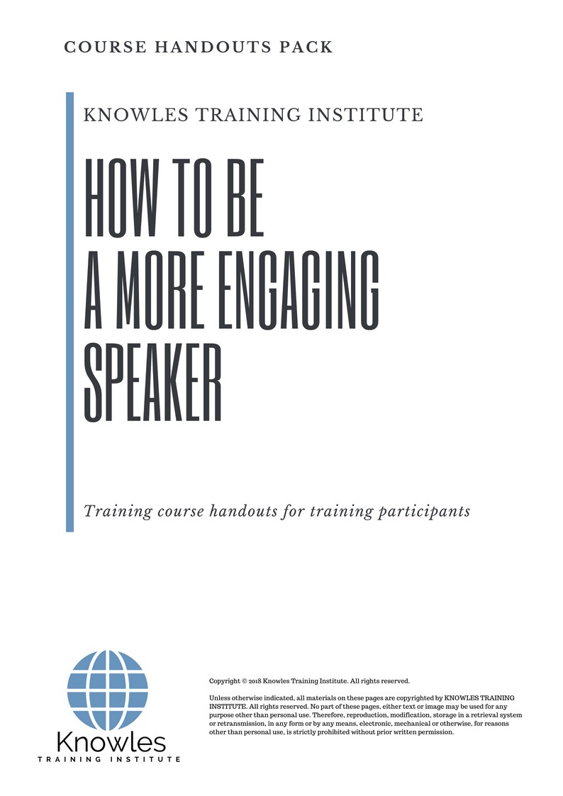 Course Handouts For How To Be A More Engaging Speaker Course in Sweden