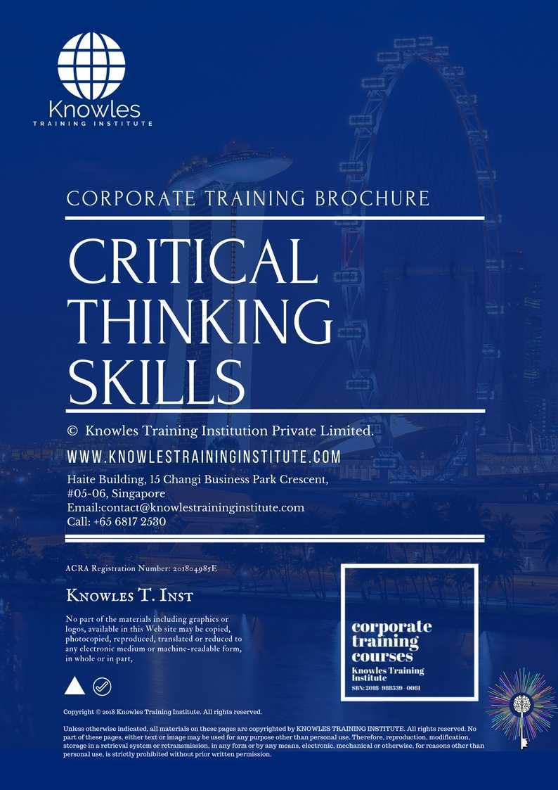 Critical Thinking Skills Training Course in Sweden Brochure