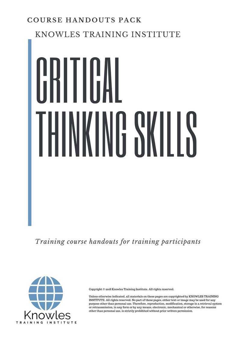 Critical Thinking Skills Training Course in Sweden Handouts
