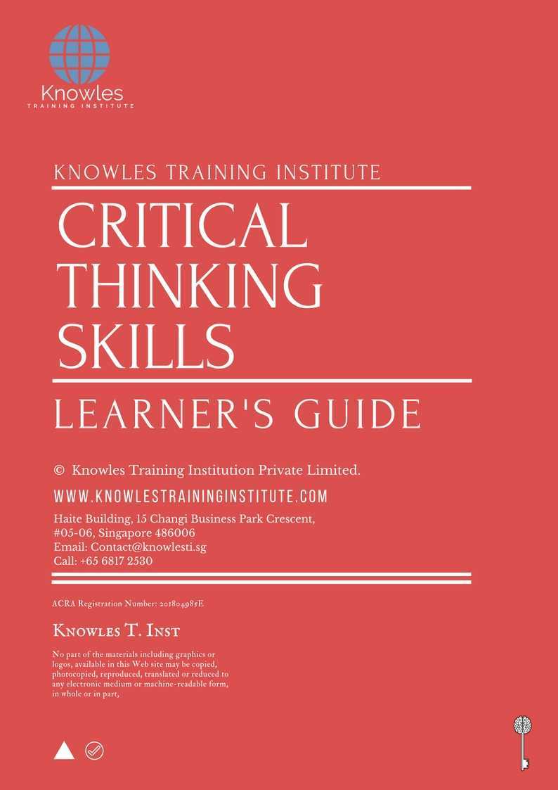 Critical Thinking Skills Training Course in Sweden Learner’s Guide