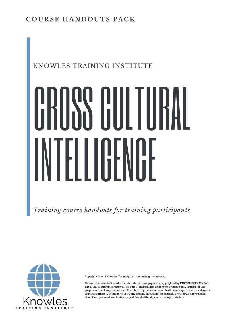 Cross Cultural Intelligence Training Course in Sweden Handouts