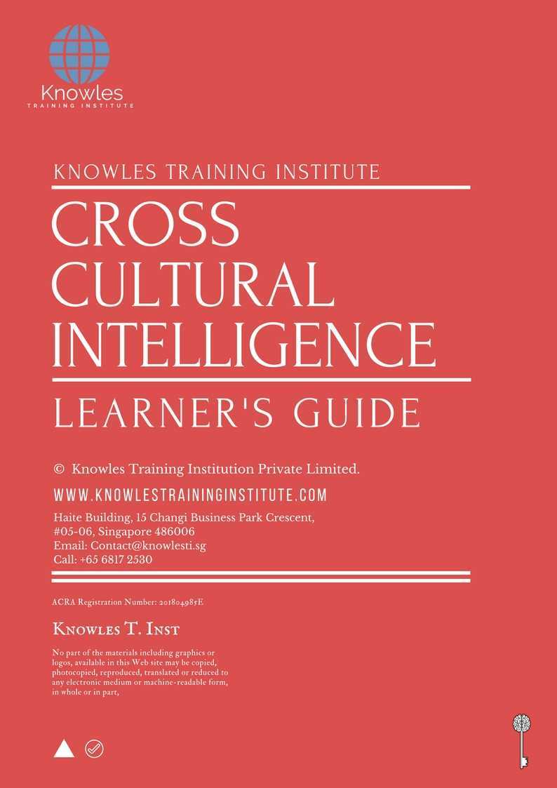 Cross Cultural Intelligence Training Course in Sweden Learner’s Guide