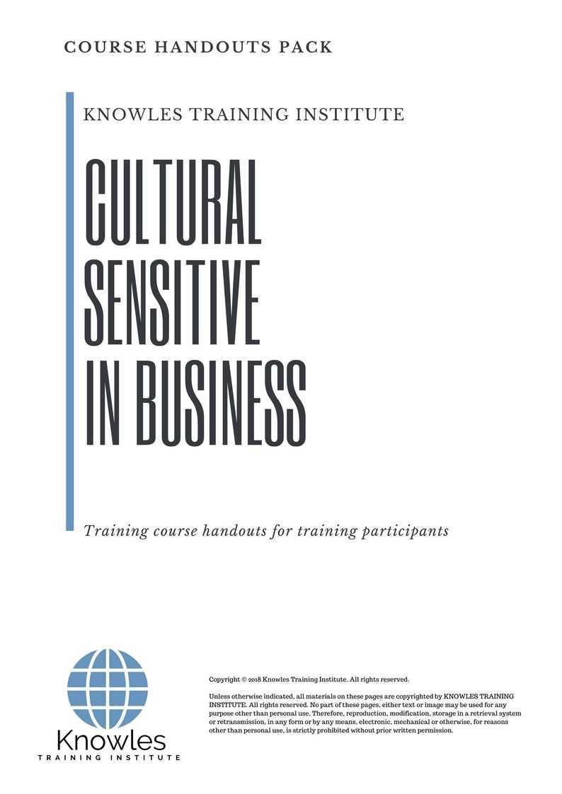 Cultural Sensitive In Business Training Course in Sweden Handouts