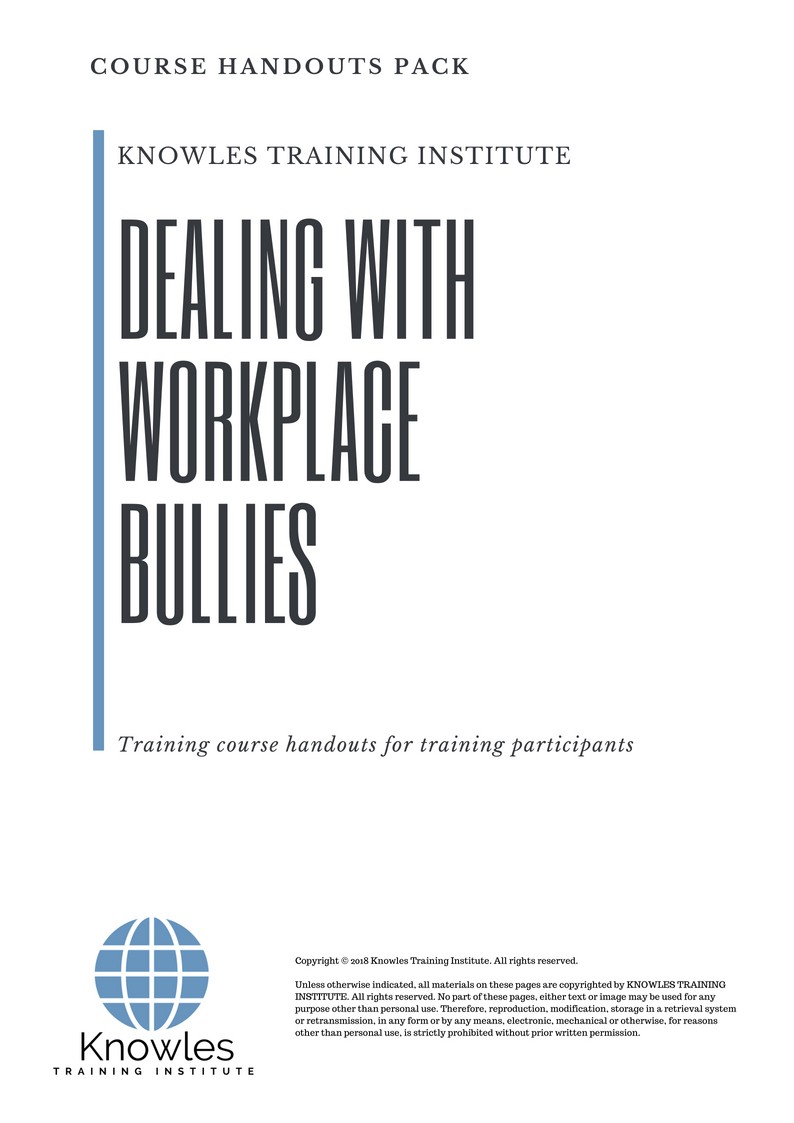 Dealing With Workplace Bullies Course in Sweden Handouts