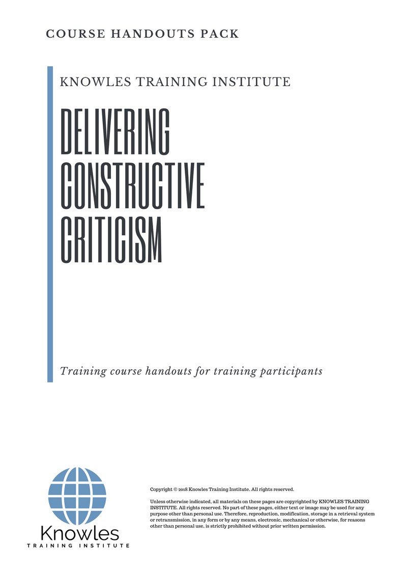 Delivering Constructive Criticism Course in Sweden Handouts