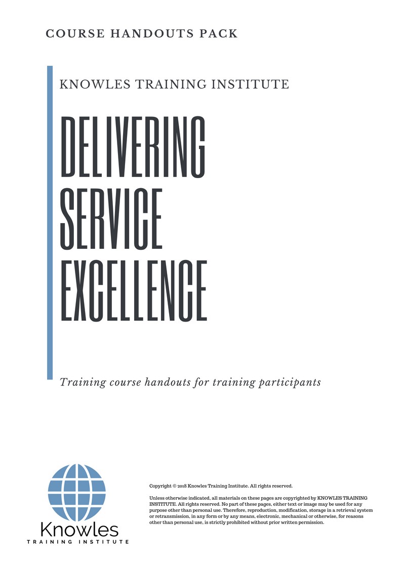 Delivering Service Excellence Course in Sweden Handouts