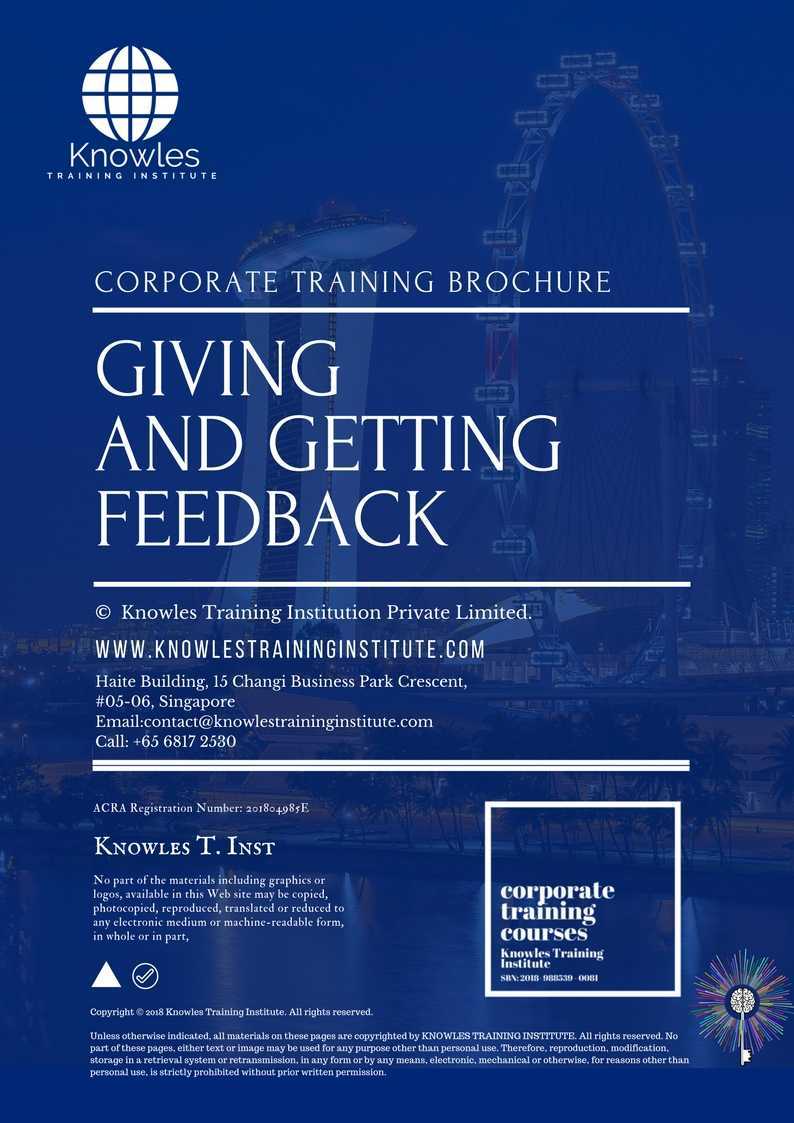 Giving And Getting Feedback Training Course in Sweden Brochure