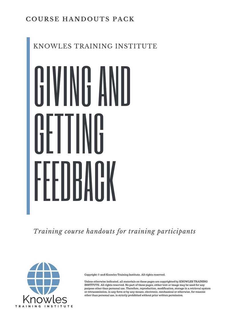 Giving And Getting Feedback Training Course in Sweden Handouts