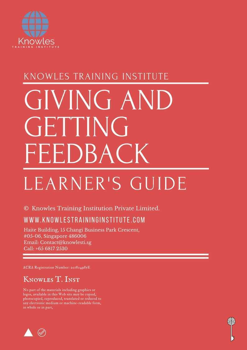 Giving And Getting Feedback Training Course in Sweden Learner’s Guide