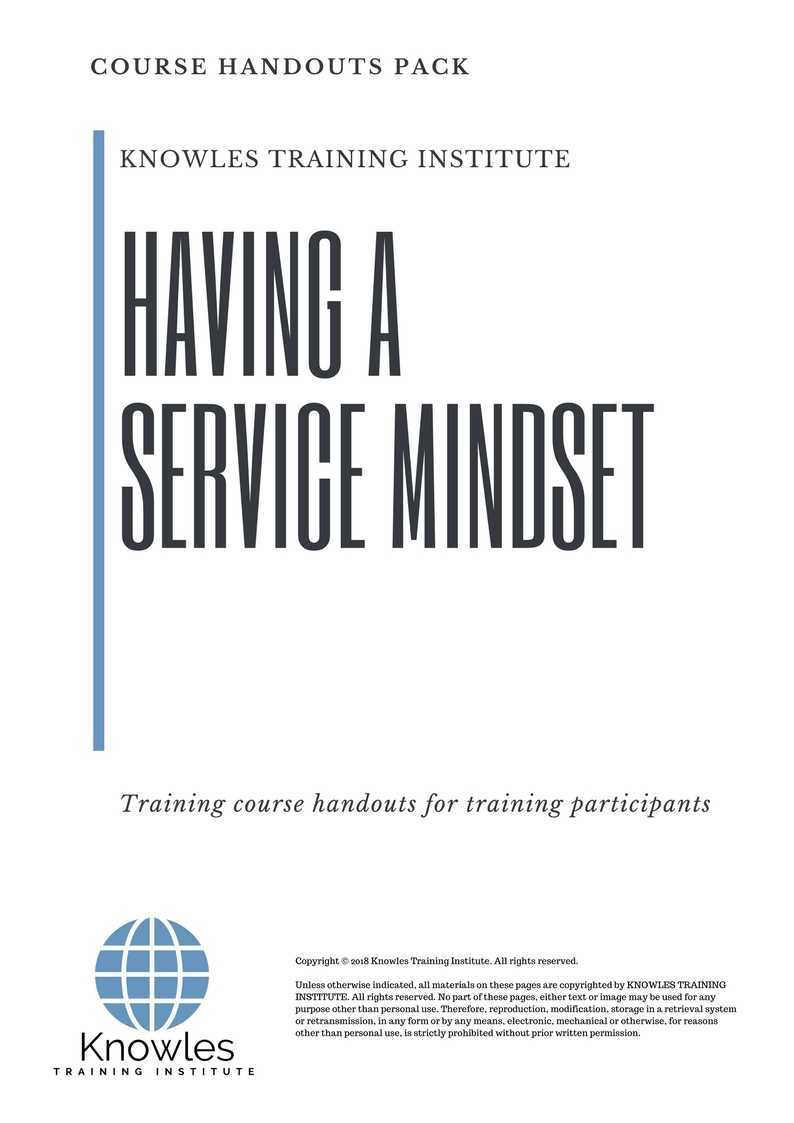 Having A Service Mindset Training Course in Sweden Handouts