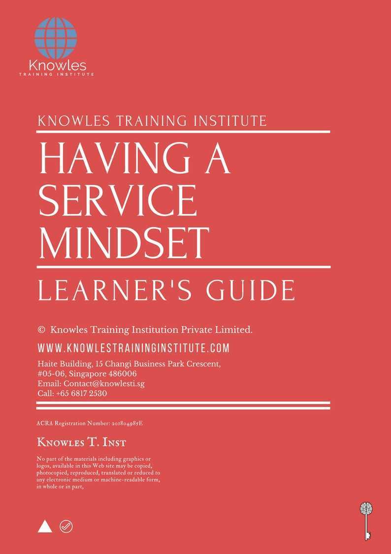 Having A Service Mindset Training Course in Sweden Learner’s Guide
