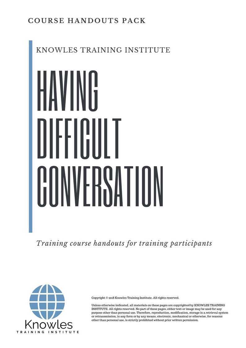 Having Difficult Conversation Training Course in Sweden Handouts