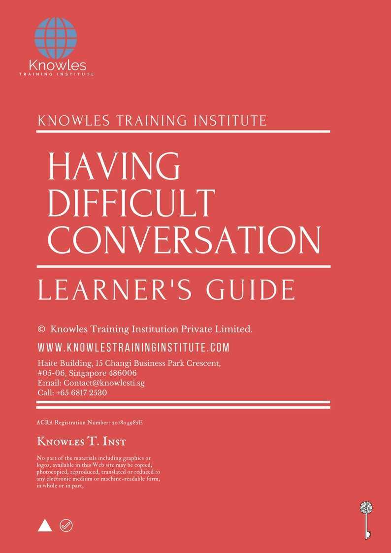 Having Difficult Conversation Training Course in Sweden Learner’s Guide