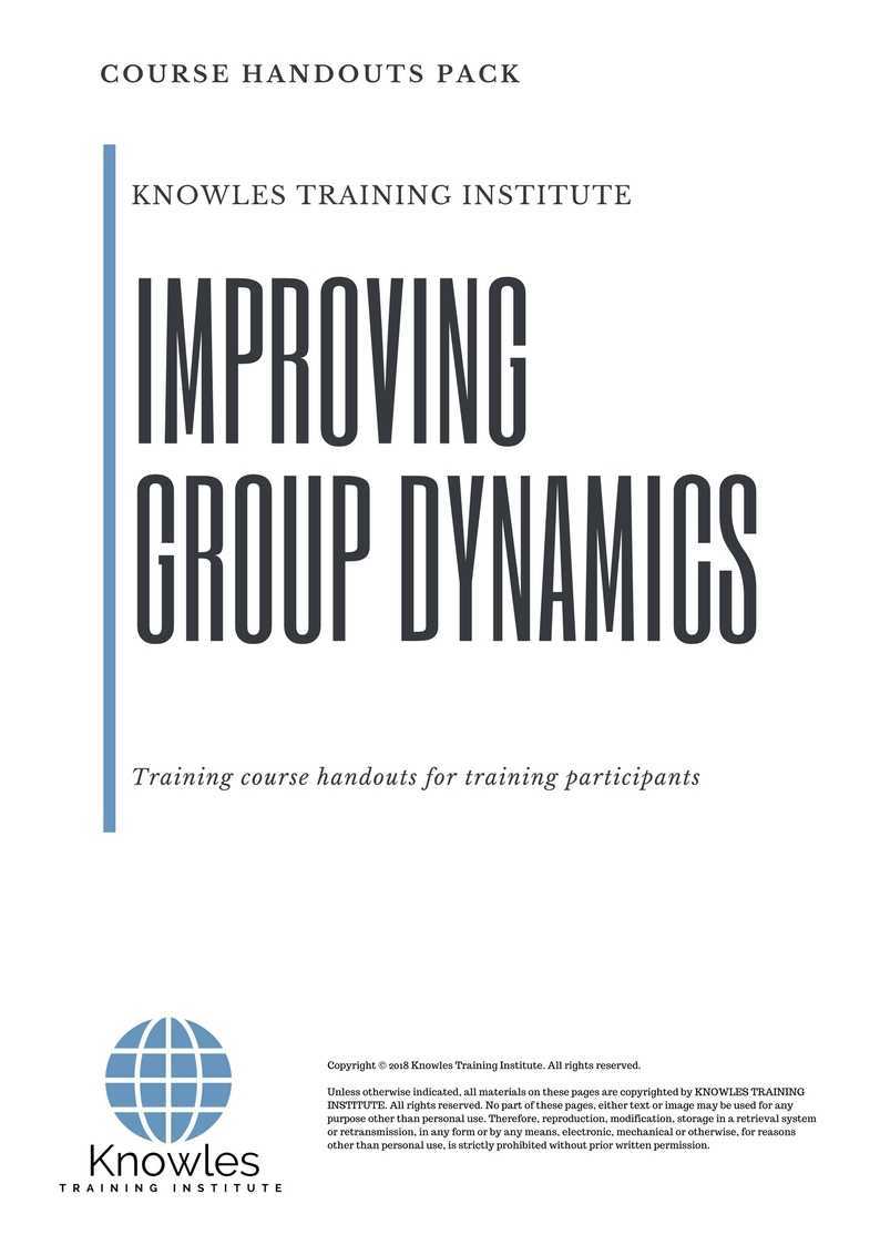 Improving Group Dynamics Training Course in Sweden Handouts