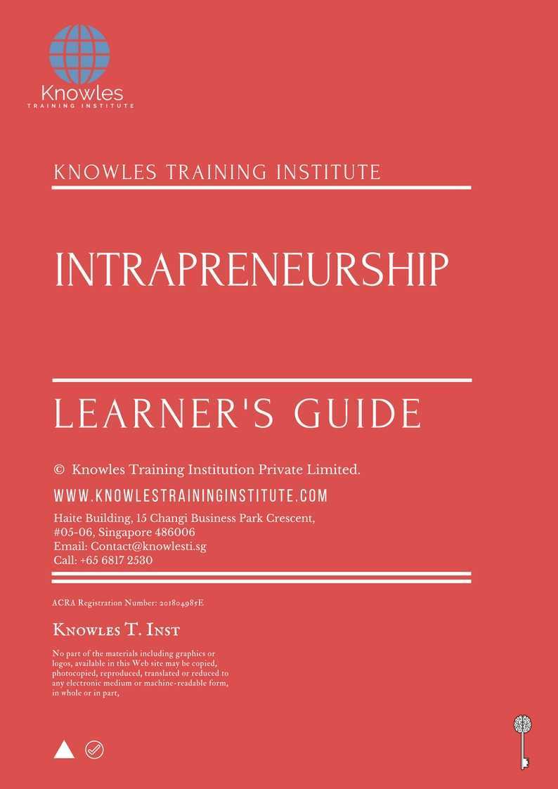 Intrapreneurship Training Course in Sweden Learner’s Guide