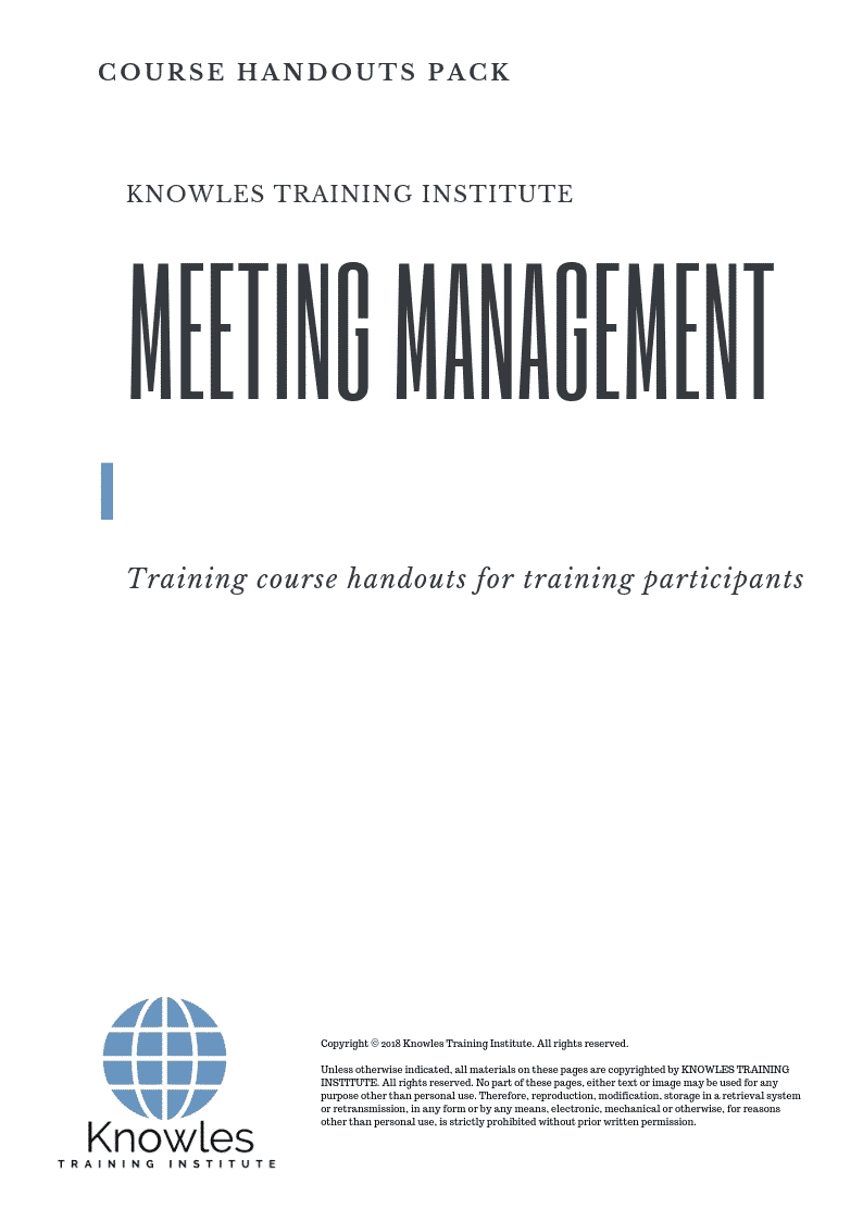 Meeting Management Training Course in Sweden Handouts