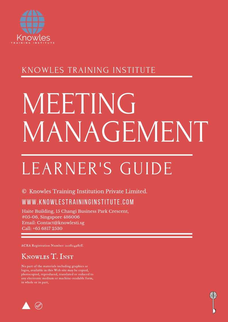 Meeting Management Training Course in Sweden Learner’s Guide