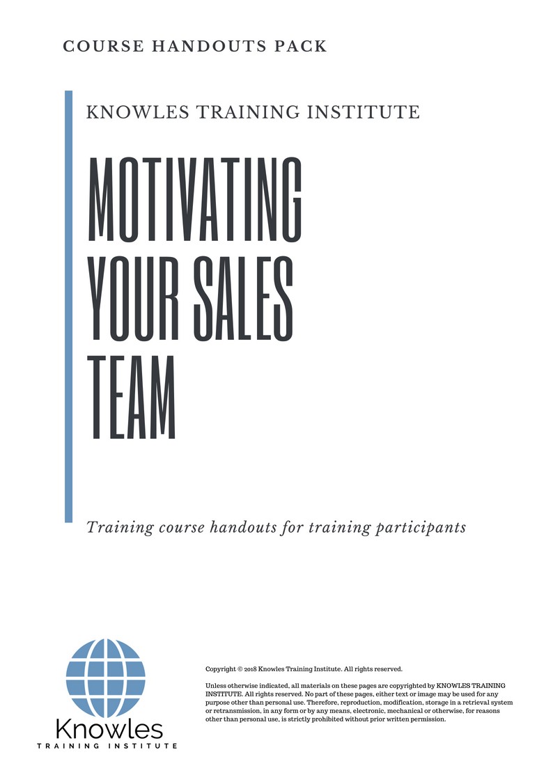 Motivating Your Sales Team Course in Sweden Handouts