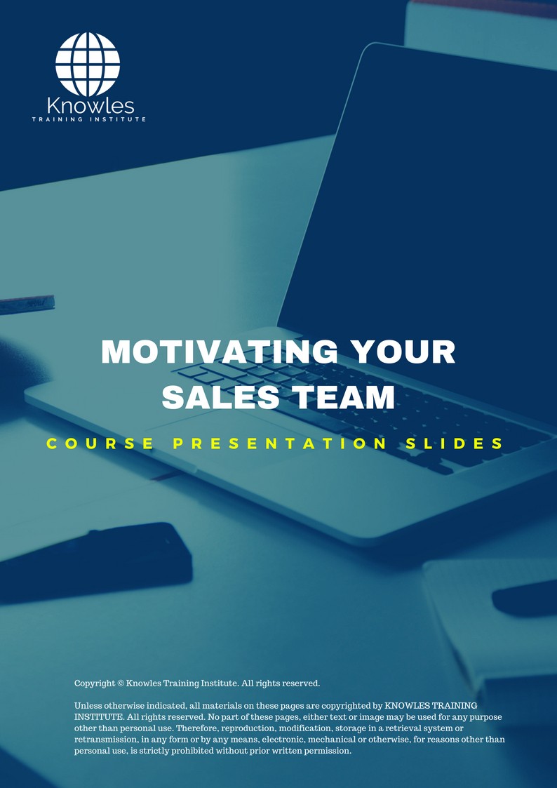 Motivating Your Sales Team Course in Sweden PPT Slides Used During Course