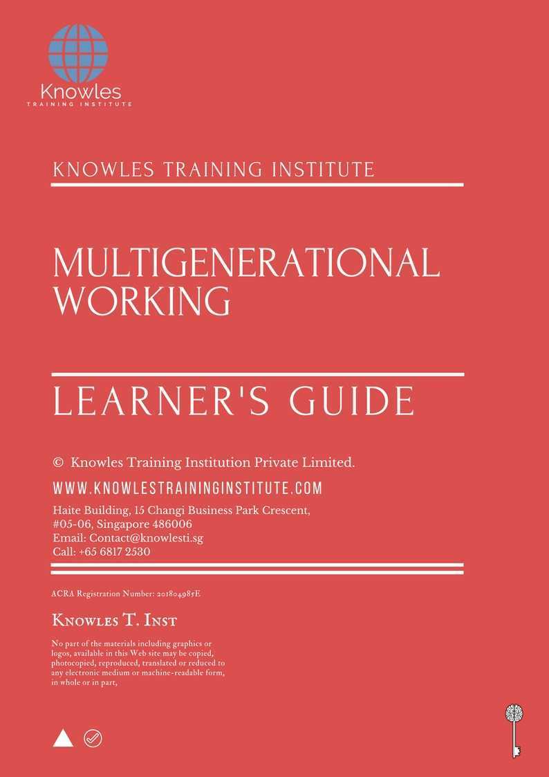 Multigenerational Working Training Course in Sweden Learner’s Guide