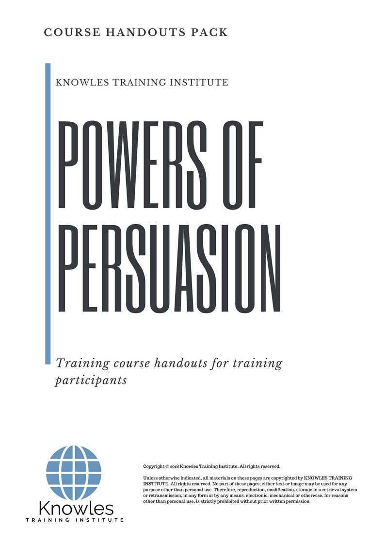 Powers Of Persuasion Training Course in Sweden Handouts