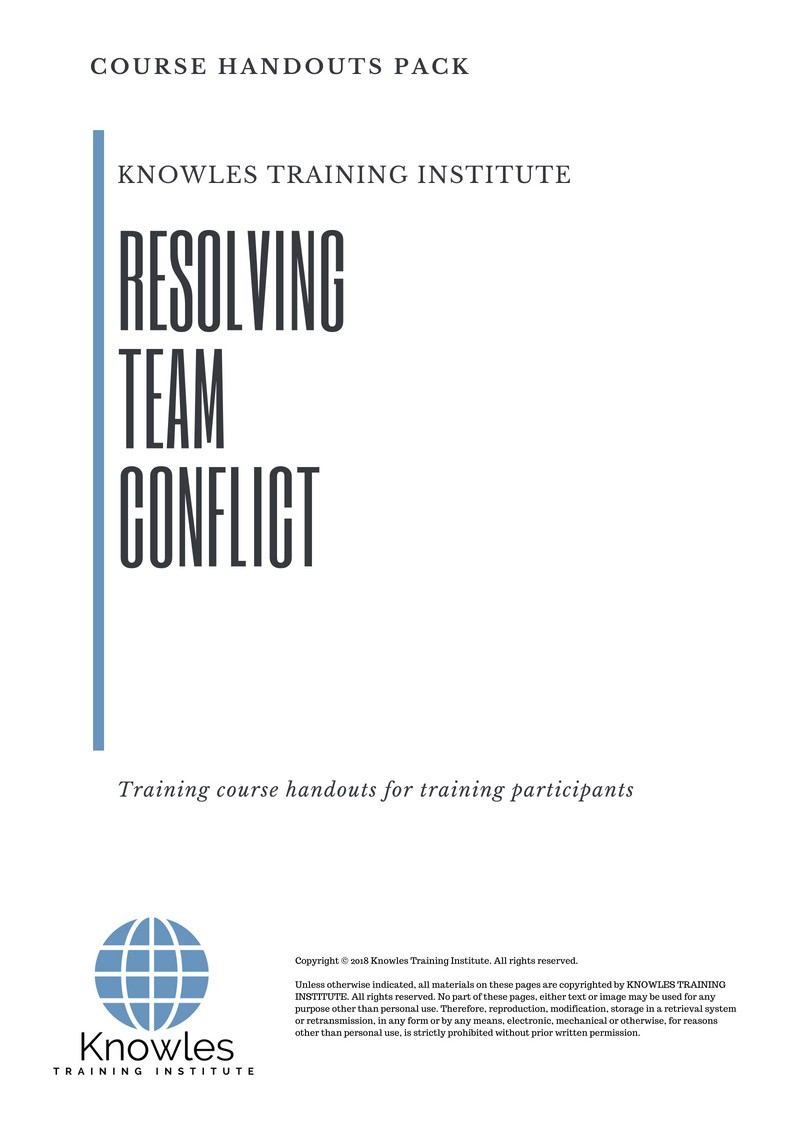 Resolving Team Conflict Course in Sweden Handouts