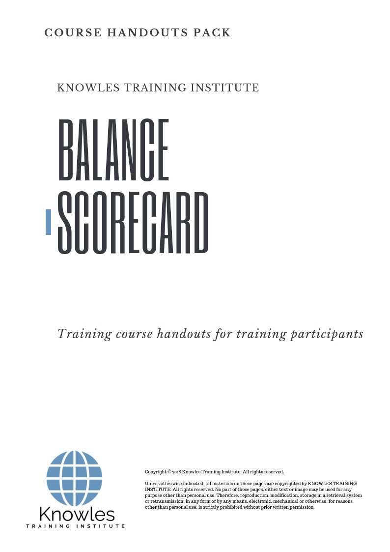 The Balanced Scorecard Training Course in Sweden Handouts
