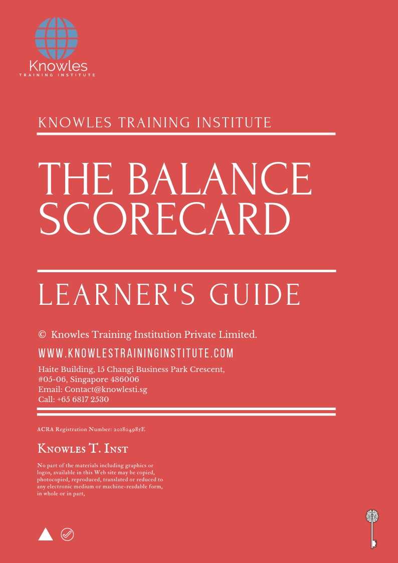 The Balanced Scorecard Training Course in Sweden Learner’s Guide