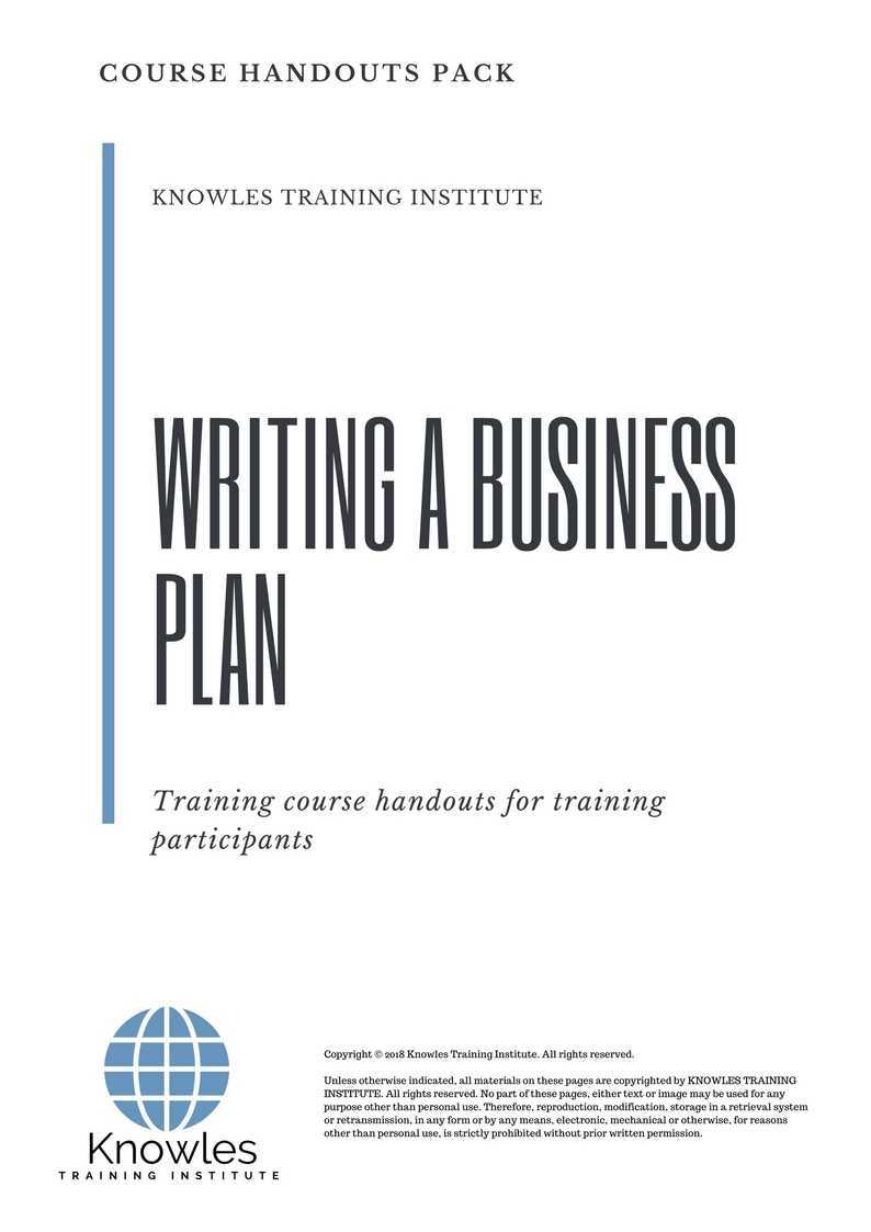 Writing A Business Plan Training Course in Sweden Handouts